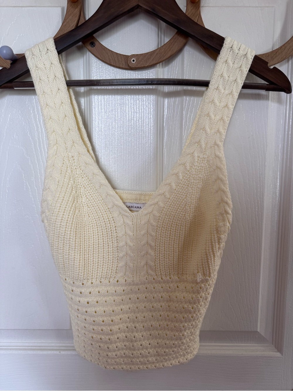 Lascana Cream Cable Knit Crop Tank